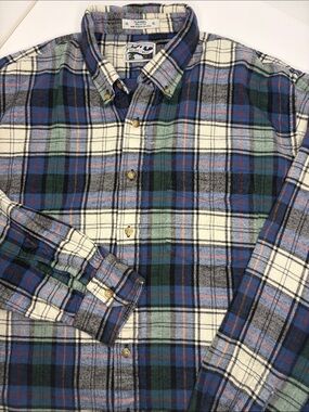 Pacific Crest Men’s Green White Plaid Flannel Button Down Shirt Size XL Outdoors